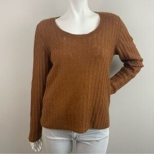 Escada Brown Ribbed Scoop Neck Sweater